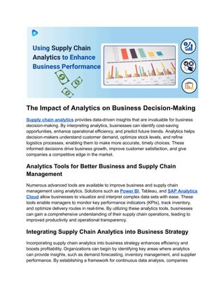 Essential Steps to Start Using Supply Chain Analytics Effectively | PDF