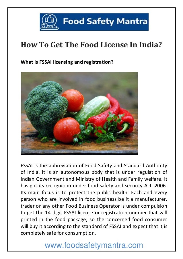 How to get the food license in india