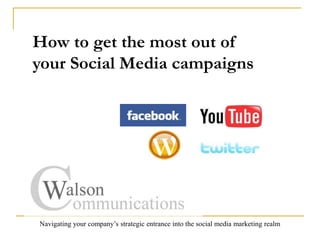 How to get the most out of your Social Media campaigns Navigating your company’s strategic entrance into the social media marketing realm  