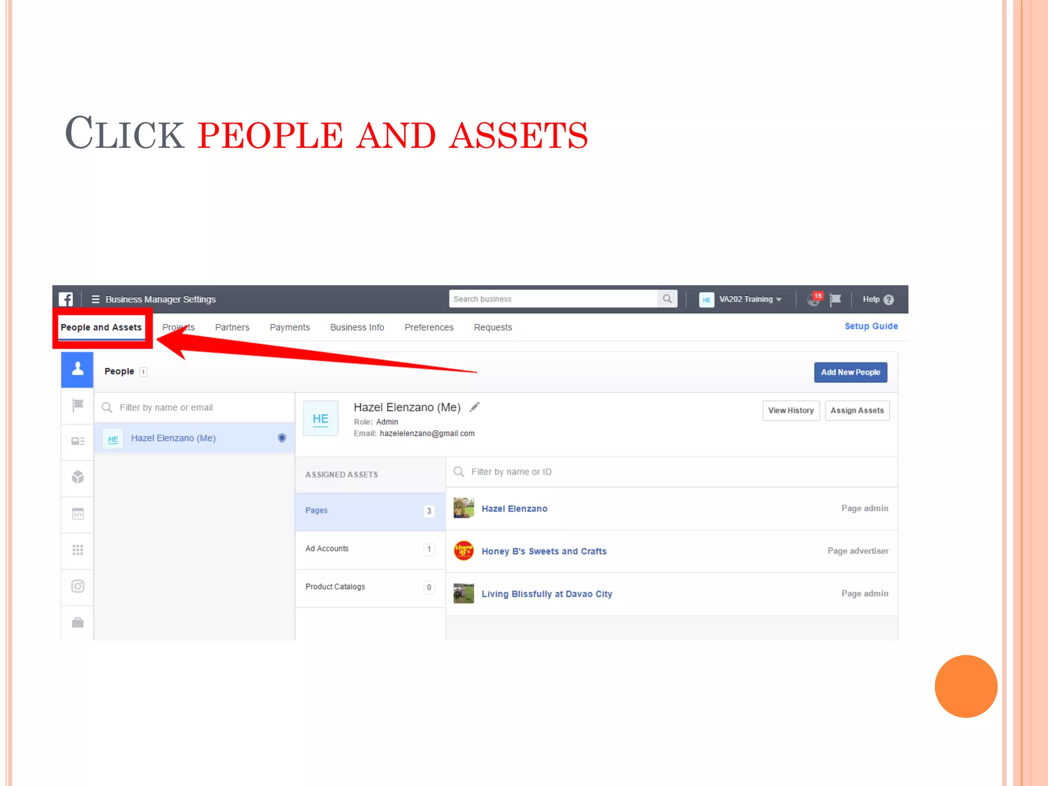 CLICK PEOPLE AND ASSETS
 