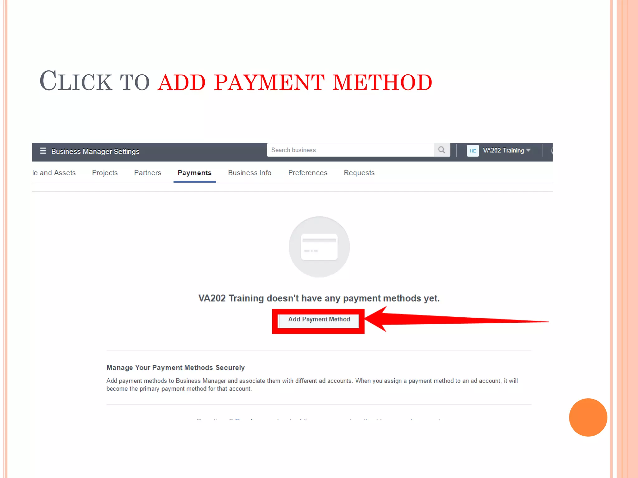 CLICK TO ADD PAYMENT METHOD
 