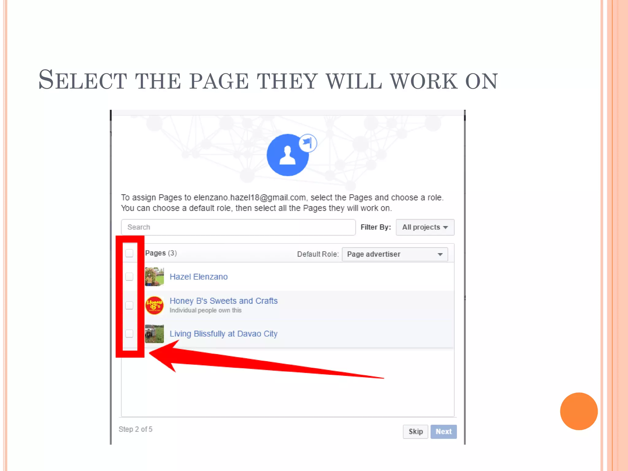 SELECT THE PAGE THEY WILL WORK ON
 