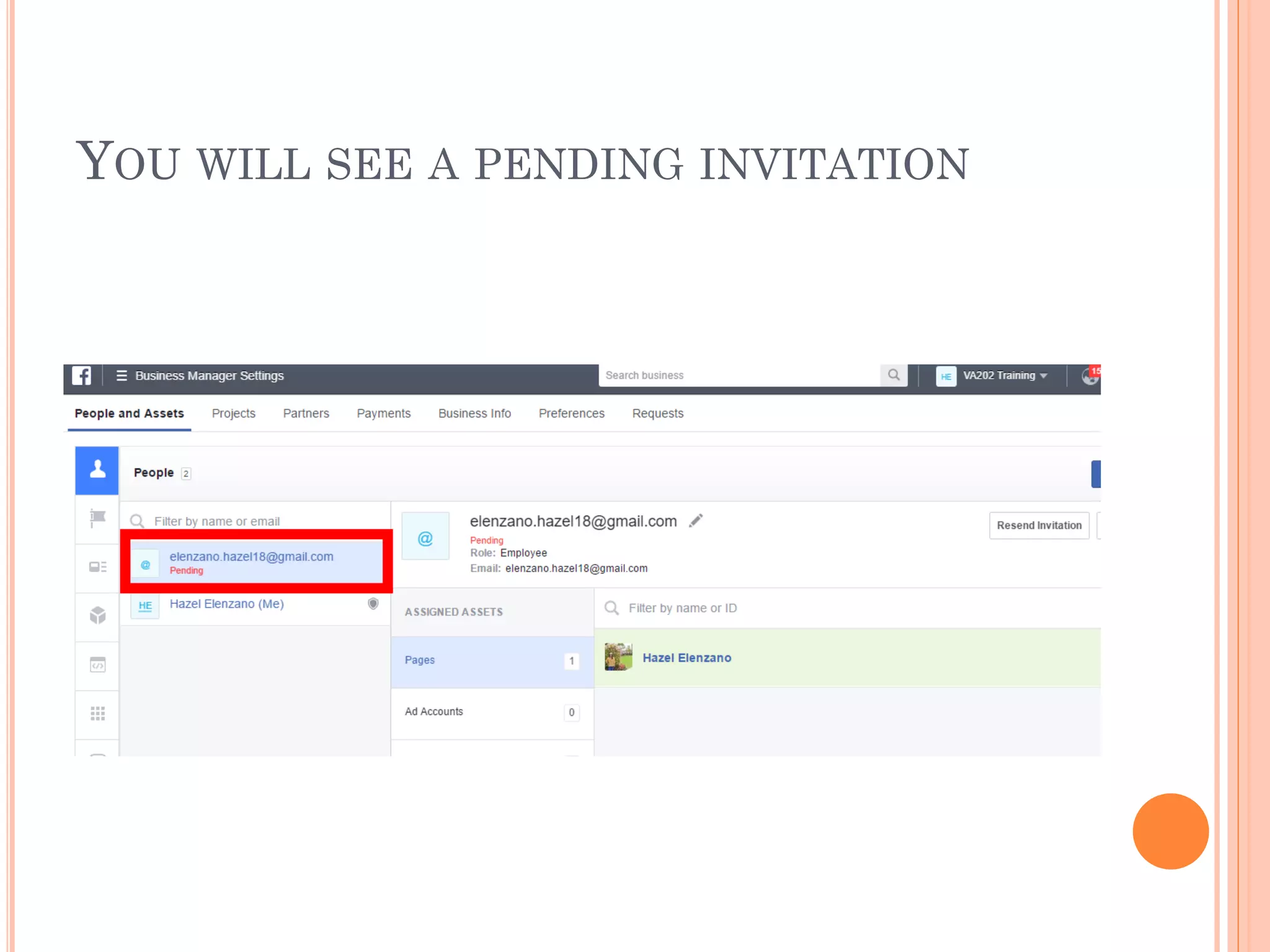 YOU WILL SEE A PENDING INVITATION
 