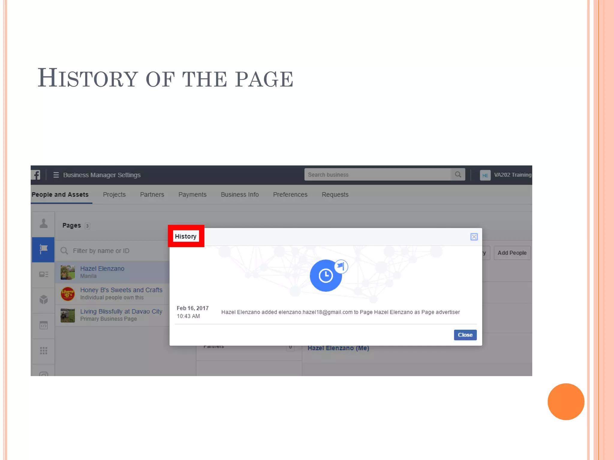 HISTORY OF THE PAGE
 
