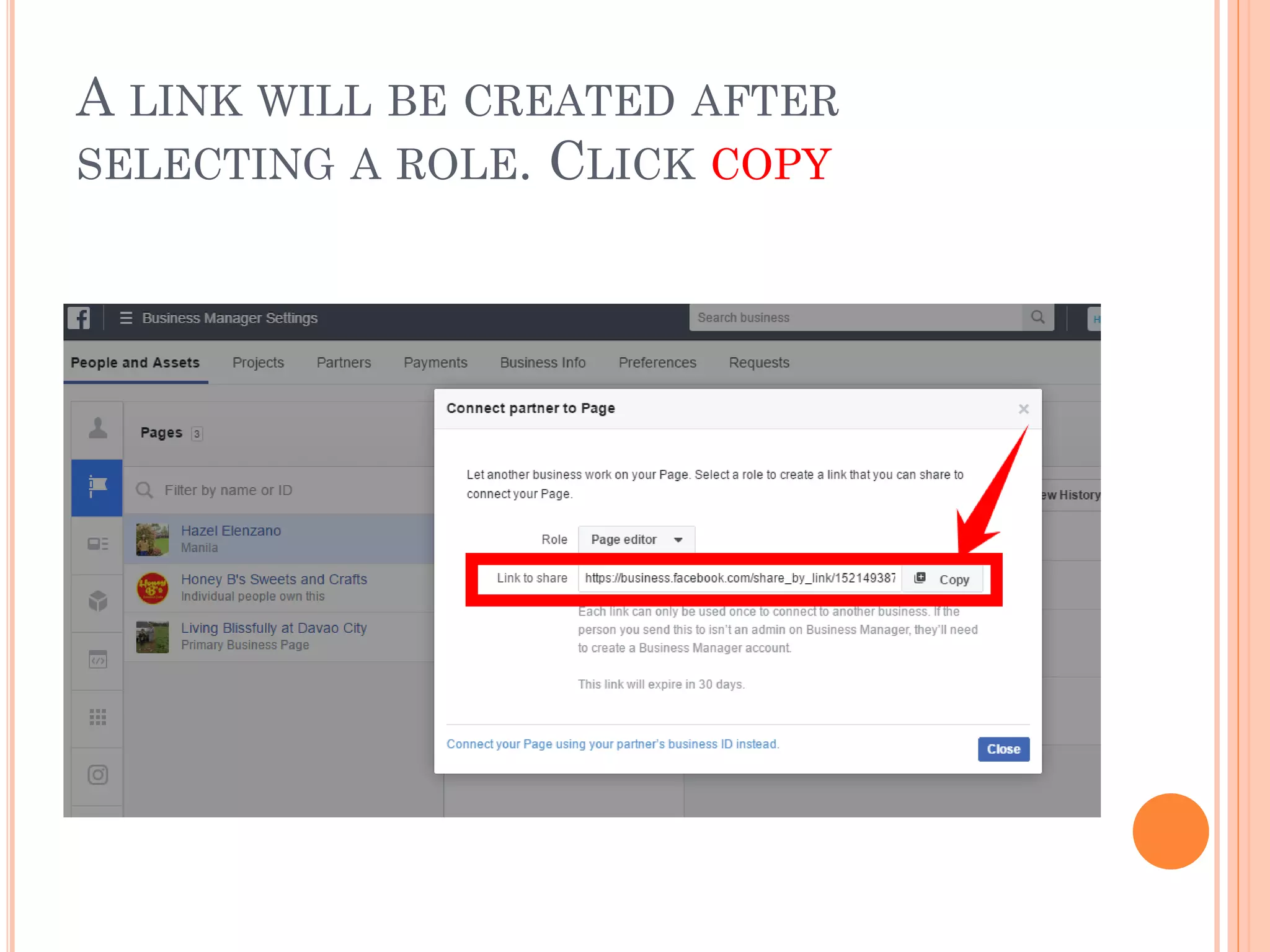A LINK WILL BE CREATED AFTER
SELECTING A ROLE. CLICK COPY
 