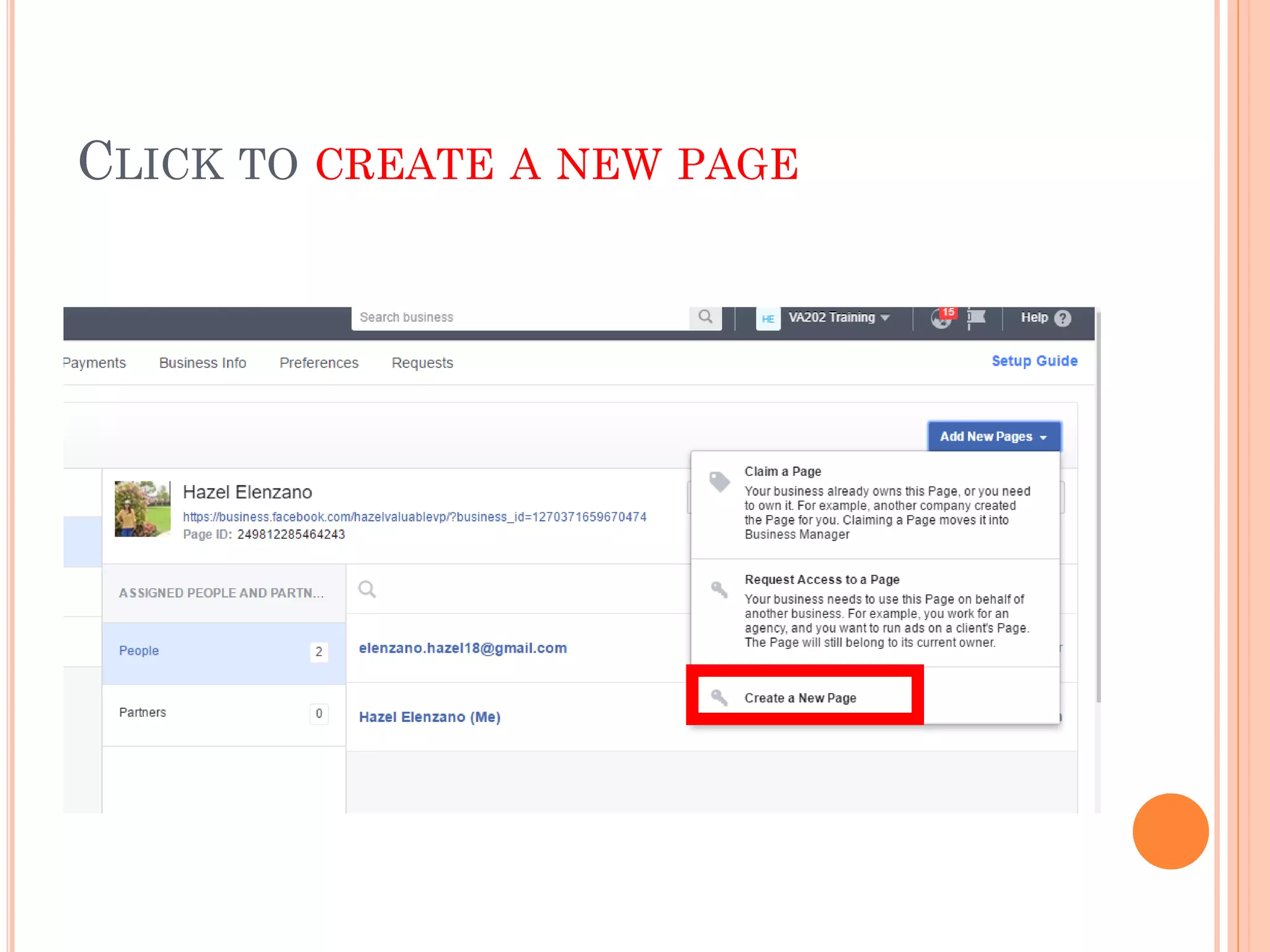 CLICK TO CREATE A NEW PAGE
 