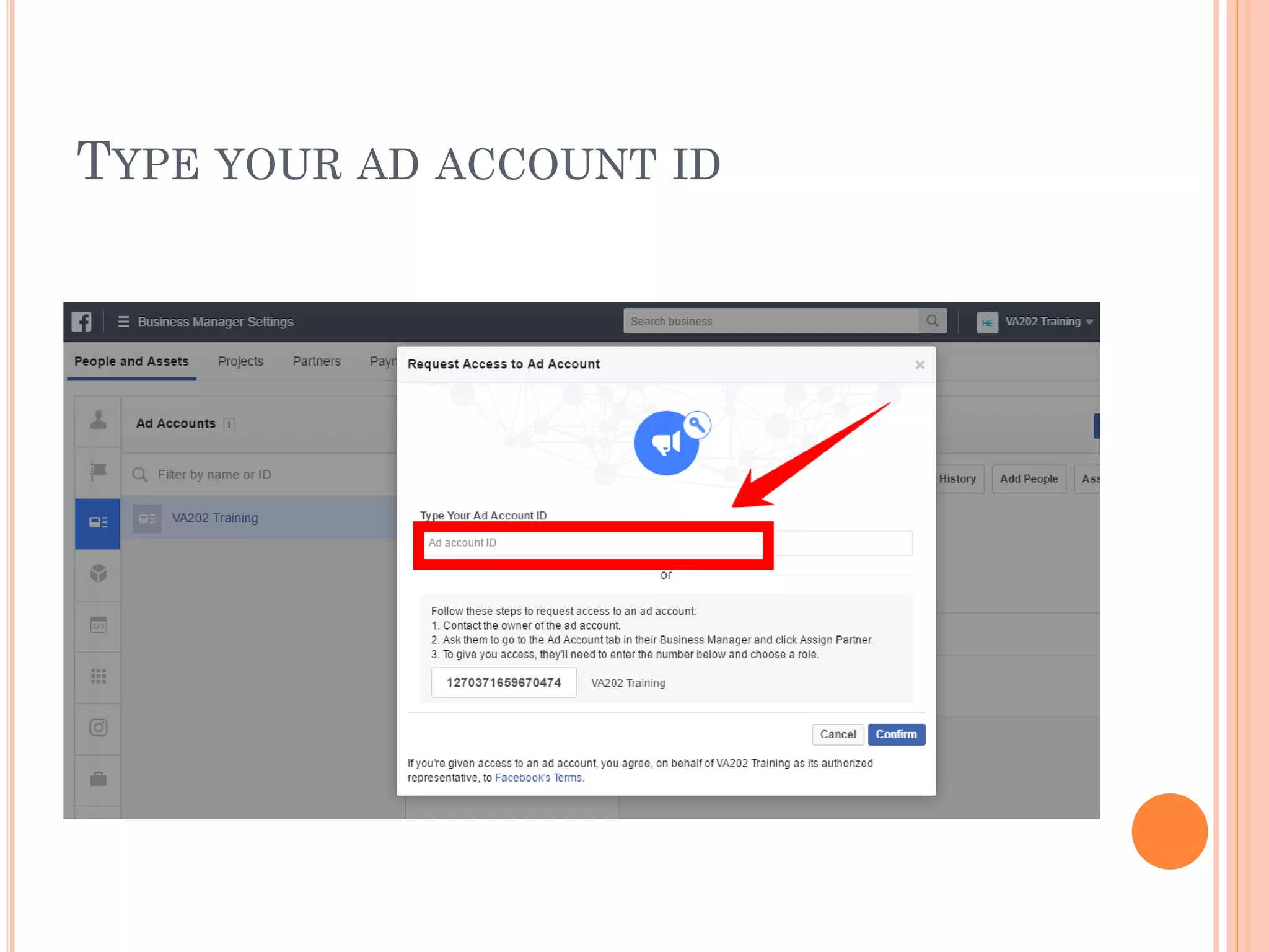 TYPE YOUR AD ACCOUNT ID
 