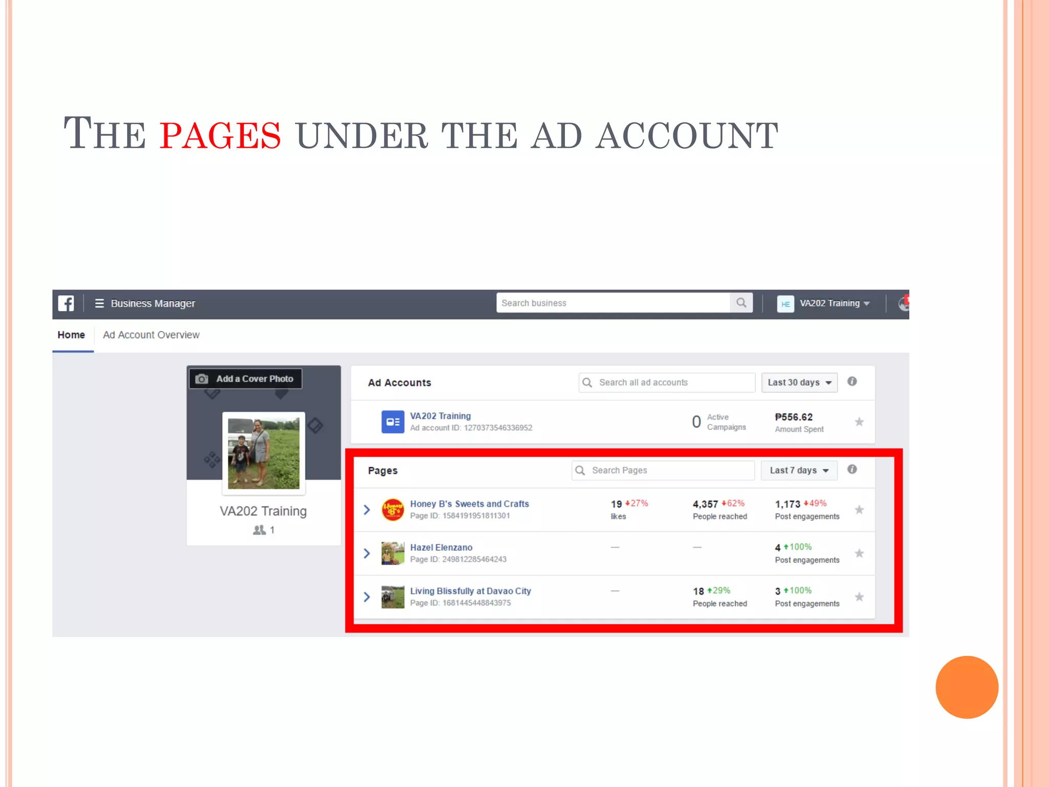 THE PAGES UNDER THE AD ACCOUNT
 