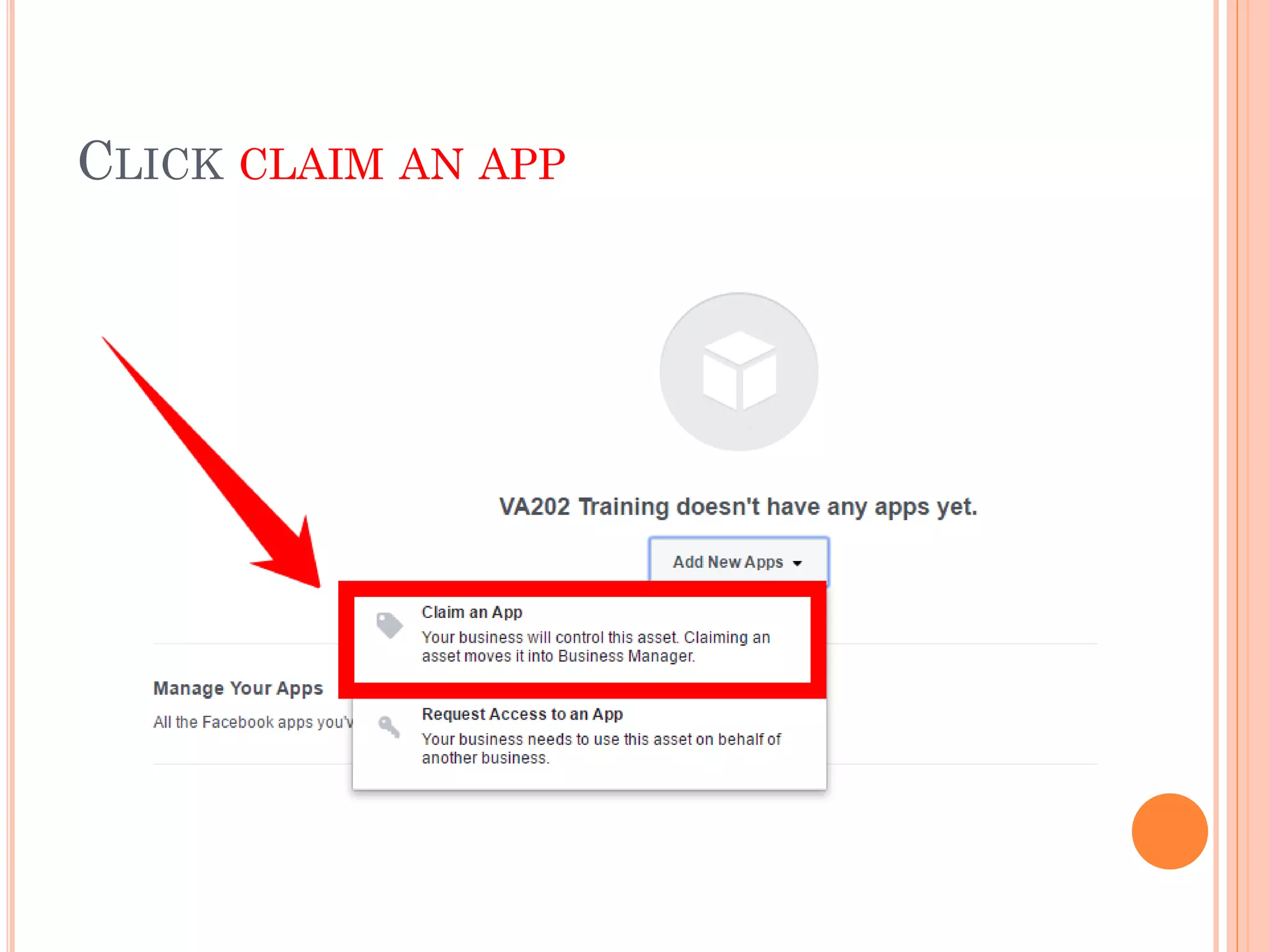 CLICK CLAIM AN APP
 