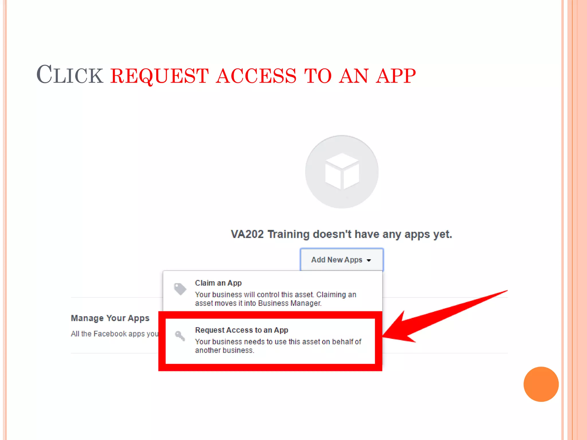 CLICK REQUEST ACCESS TO AN APP
 