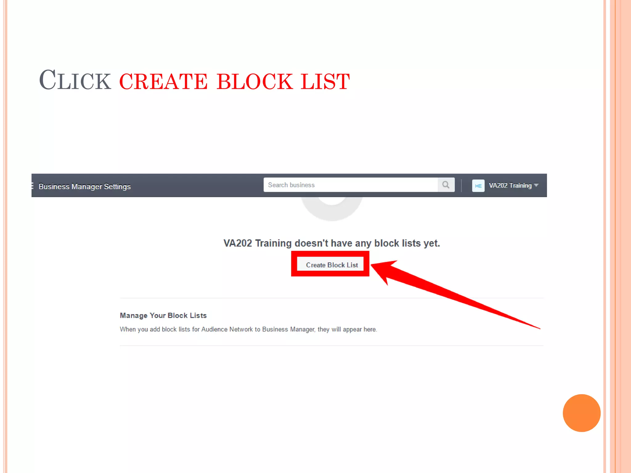 CLICK CREATE BLOCK LIST
 