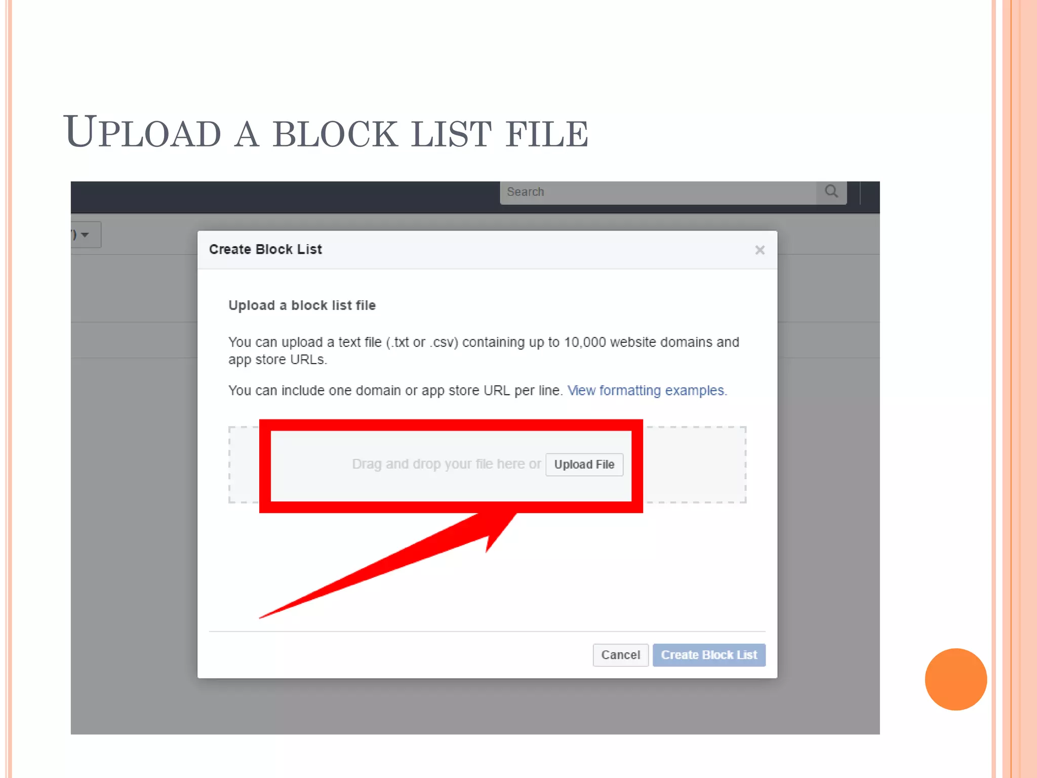 UPLOAD A BLOCK LIST FILE
 