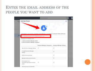 ENTER THE EMAIL ADDRESS OF THE
PEOPLE YOU WANT TO ADD
 