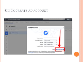 CLICK CREATE AD ACCOUNT
 