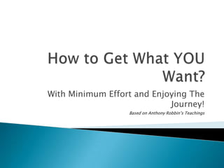 How to Get What YOU Want? With Minimum Effort and Enjoying The Journey! Based on Anthony Robbin’s Teachings 