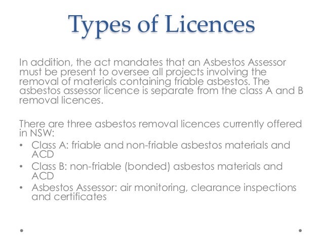 Asbestos work licences