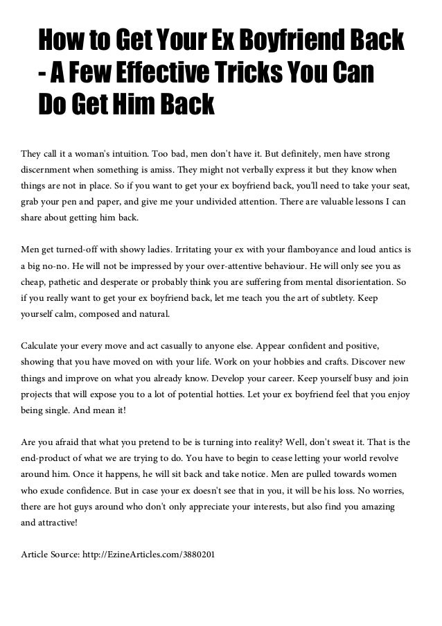 How To Get Your Ex Boyfriend Back A Few Effective Tricks You Can Do