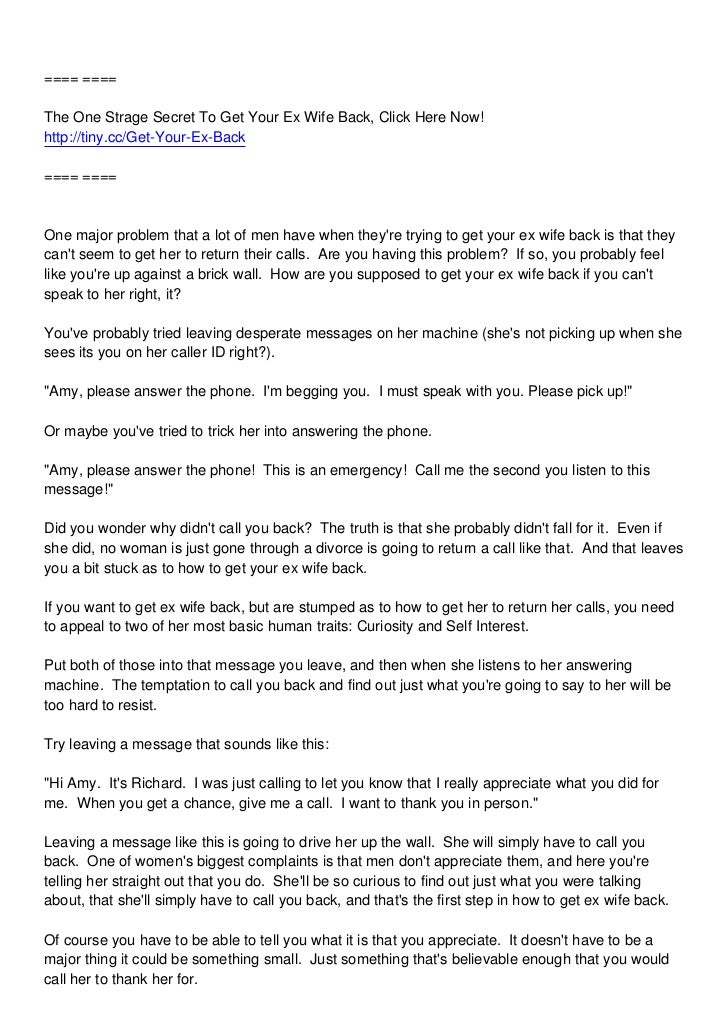 get your wife back after divorce