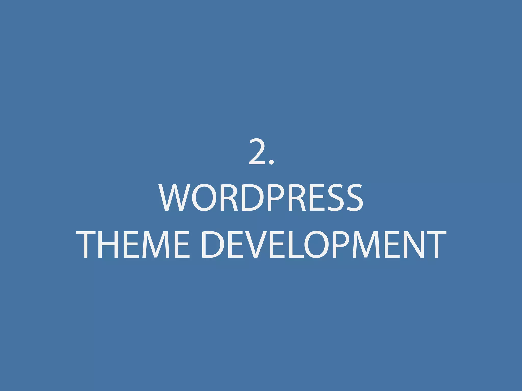 2.
WORDPRESS
THEME DEVELOPMENT