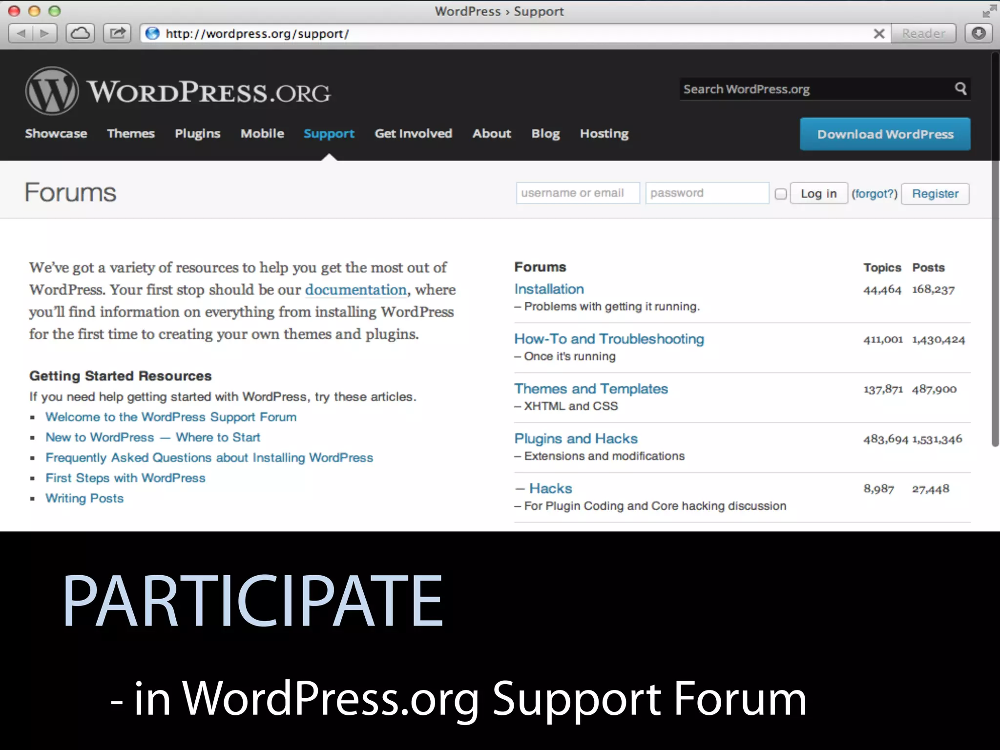 PARTICIPATE
- in WordPress.org Support Forum