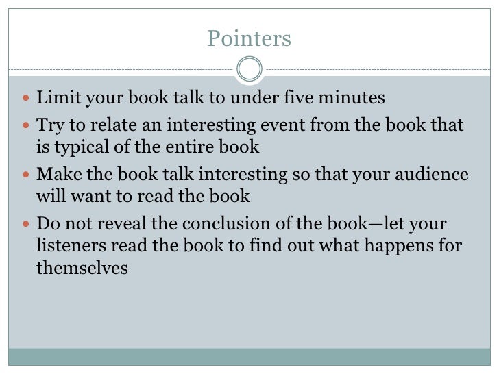 How To Give A Book Talk