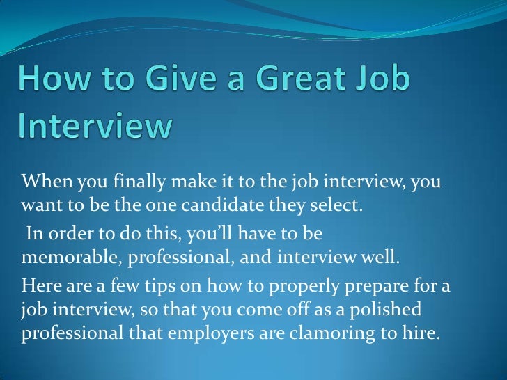 how to do job interviews