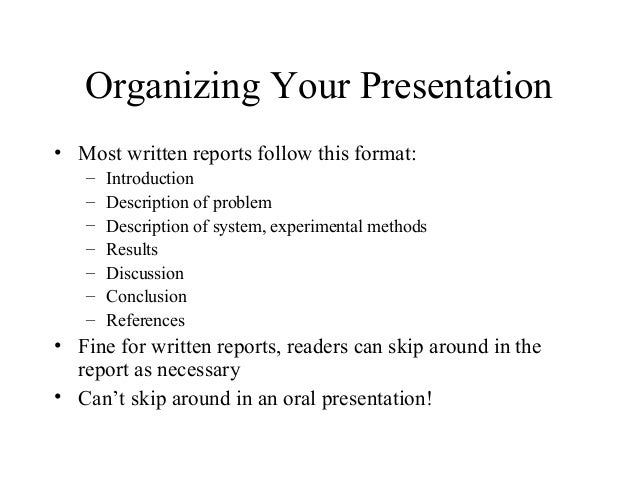 Written presentation format