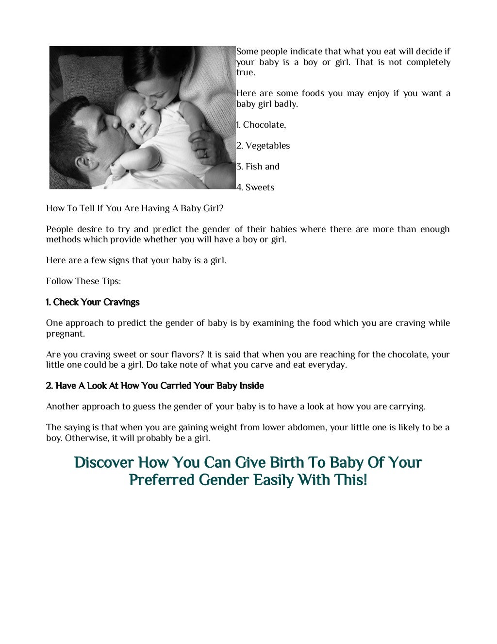 How To Give Birth To Baby Girl?