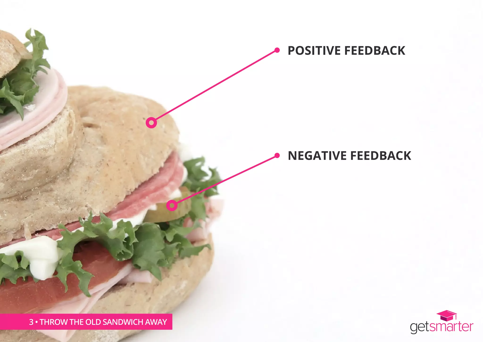 POSITIVE FEEDBACK
NEGATIVE FEEDBACK
3 • THROW THE OLD SANDWICH AWAY
 