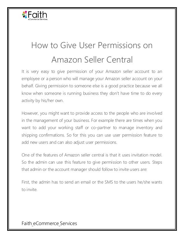 How to Give User Permissions on Amazon Seller Central