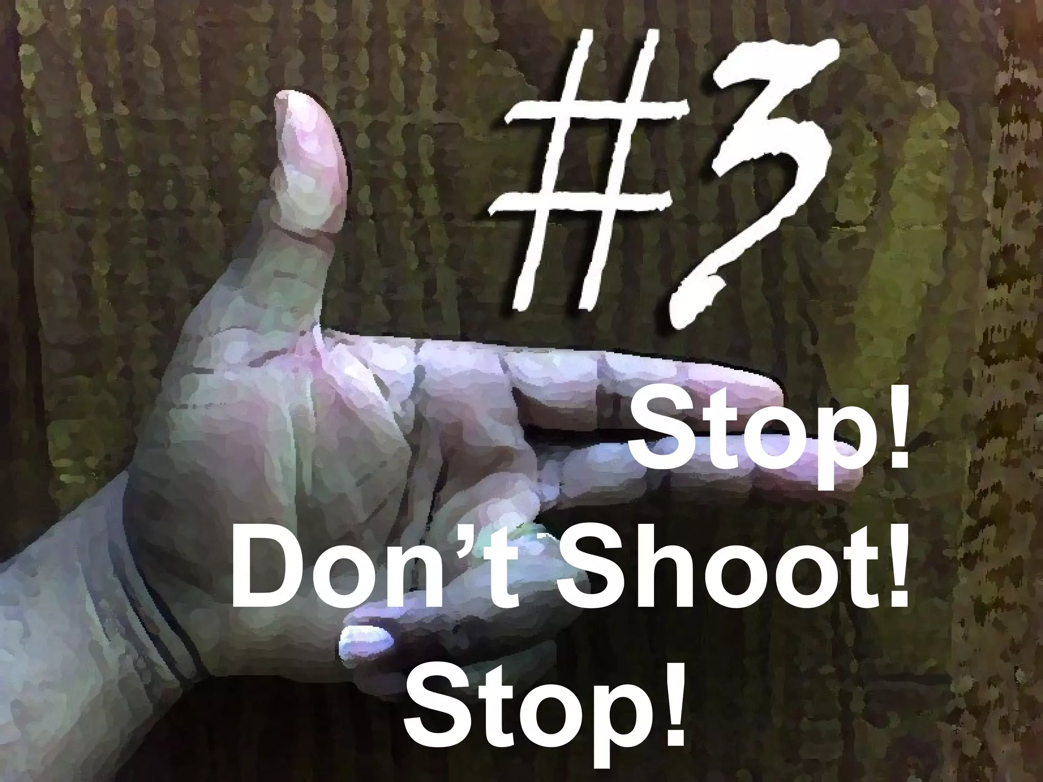 Stop!
Don’t Shoot!
Stop!
 