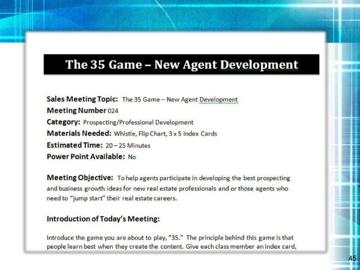 sales meeting topic
