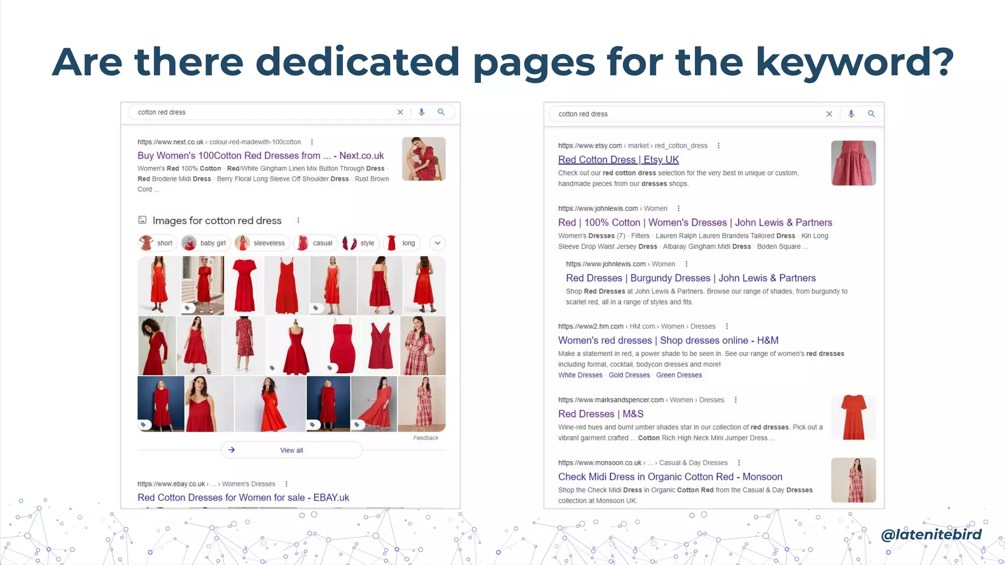 Are there dedicated pages for the keyword?
@latenitebird
 