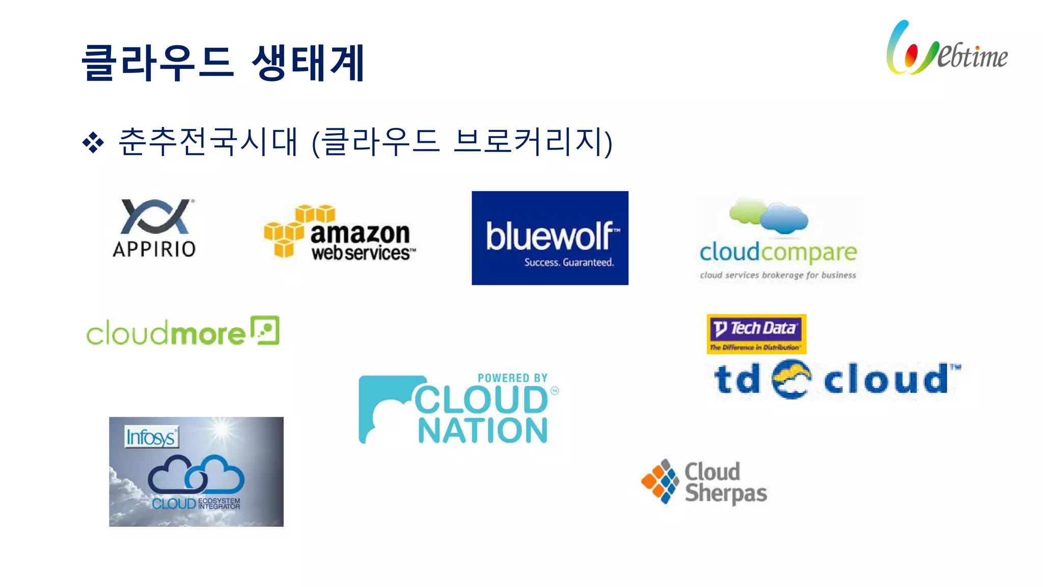 클라우드 생태계
 춘추전국시대 (클라우드 브로커리지)
 