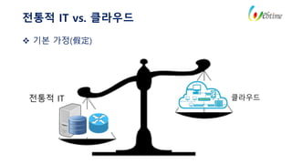 전통적 IT vs. 클라우드
 기본 가정(假定)
전통적 IT 클라우드
 