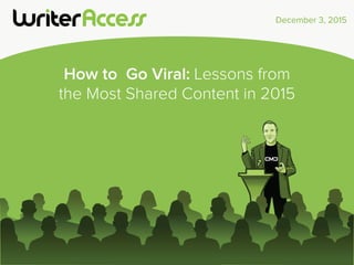 December 3, 2015
How to Go Viral: Lessons from
the Most Shared Content in 2015
 