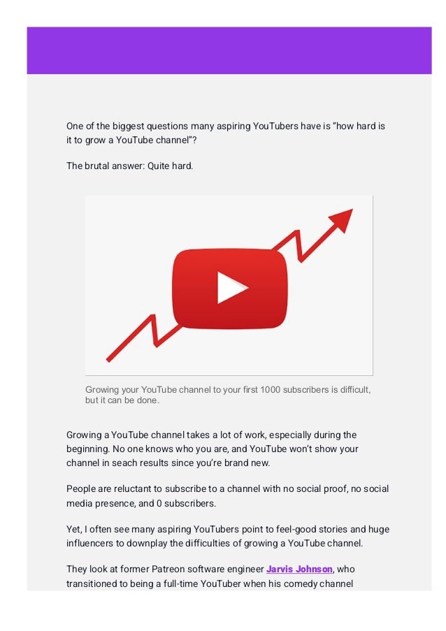 How to grow a new you tube channel from 0 to 1000 subscribers | PDF