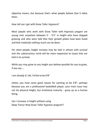 Hypnosis Example Rp Example How to grow taller hypnosis | DOCX