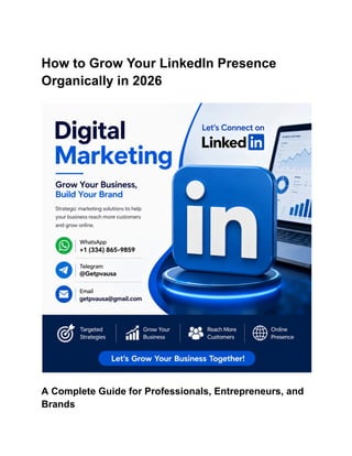 Mastering Organic LinkedIn Growth Strategies for 2026 Professionals | PDF