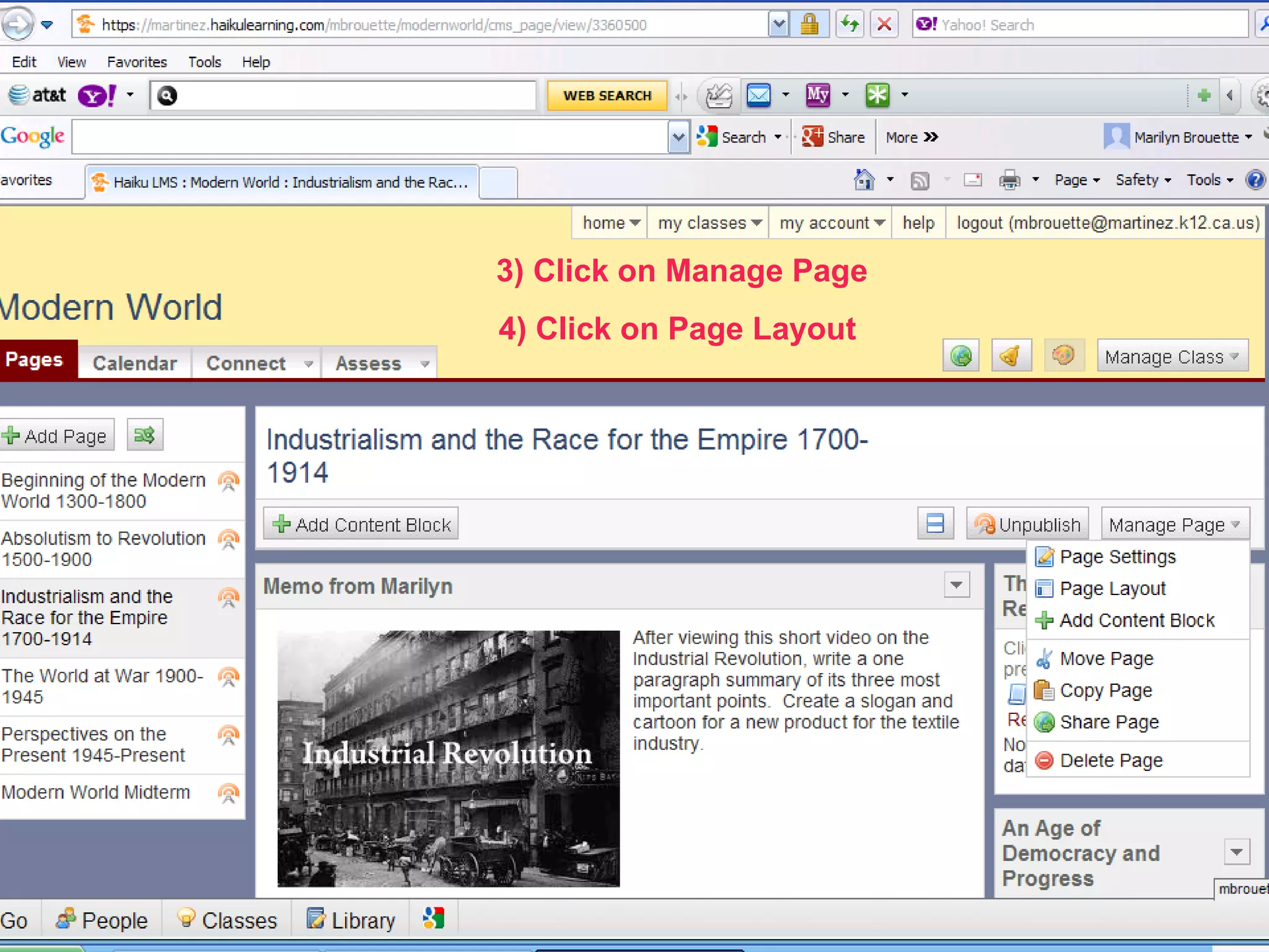 49494949
3) Click on Manage Page
4) Click on Page Layout
 