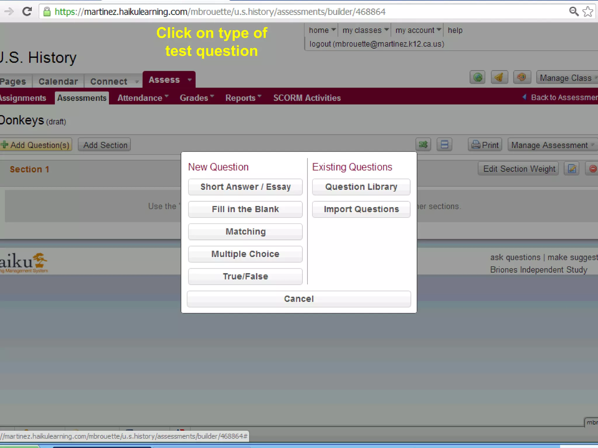 79797979
Click on type of
test question
 
