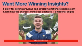 Best football bets
Offshoreinsiders.com
Want More Winning Insights?
- Follow for betting previews and strategy at O
ff
shoreInsiders.com
- Learn how the sharpest minds use analytics + situational angles
 