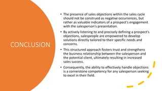 HOW TO HANDLE SALES OBJECTIONS | SELLING AND NEGOTIATION | PPTX