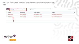 Enterprise
Let’s just click on that ‘Locations’ smart button to see here in this example
like
 