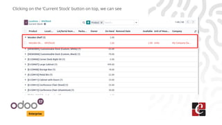 Enterprise
Clicking on the ‘Current Stock’ button on top, we can see
 