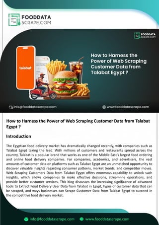 Talabat Database Structure Web Scraping Customers Data from Talabat Egypt | PDF