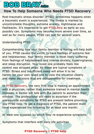 How to help someone who needs ptsd recovery