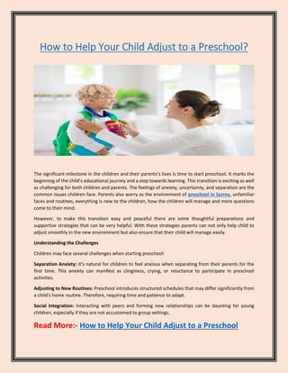 How to Help Your Child Adjust to a Preschool | PDF
