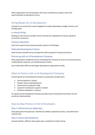 How to Hire AI Developers for High-Performance AI Applications | PDF