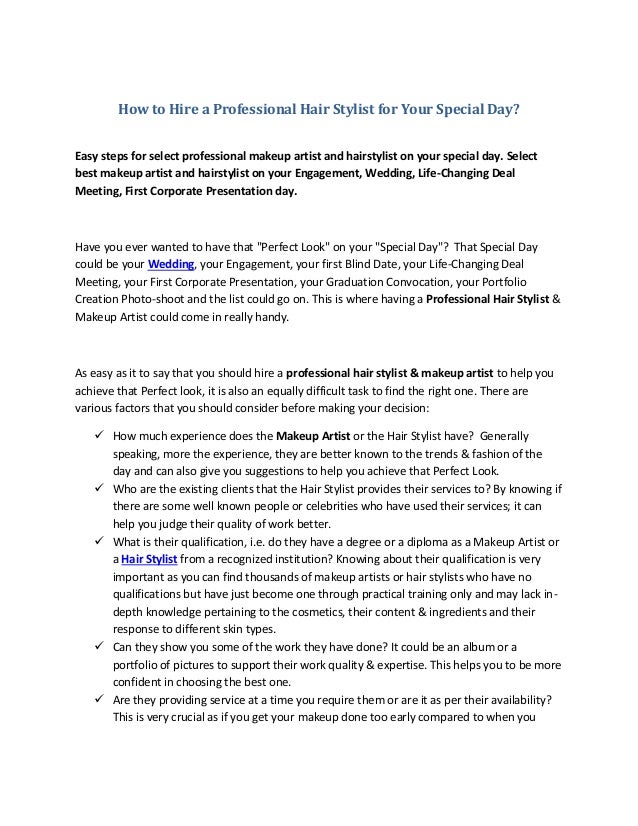 How To Hire A Professional Hair Stylist Makeup Artist For Your Spec
